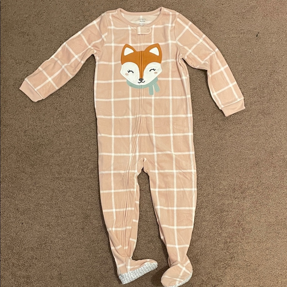 Carter's Fox Print One Piece - Peach and White
